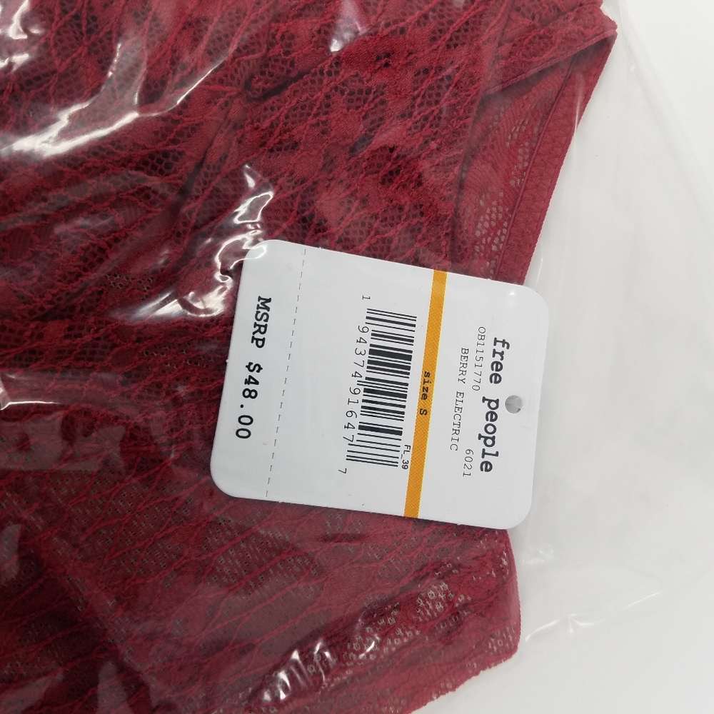 Free People Tameeka Underwire Red Berry Lace Bra - Picture 5 of 7